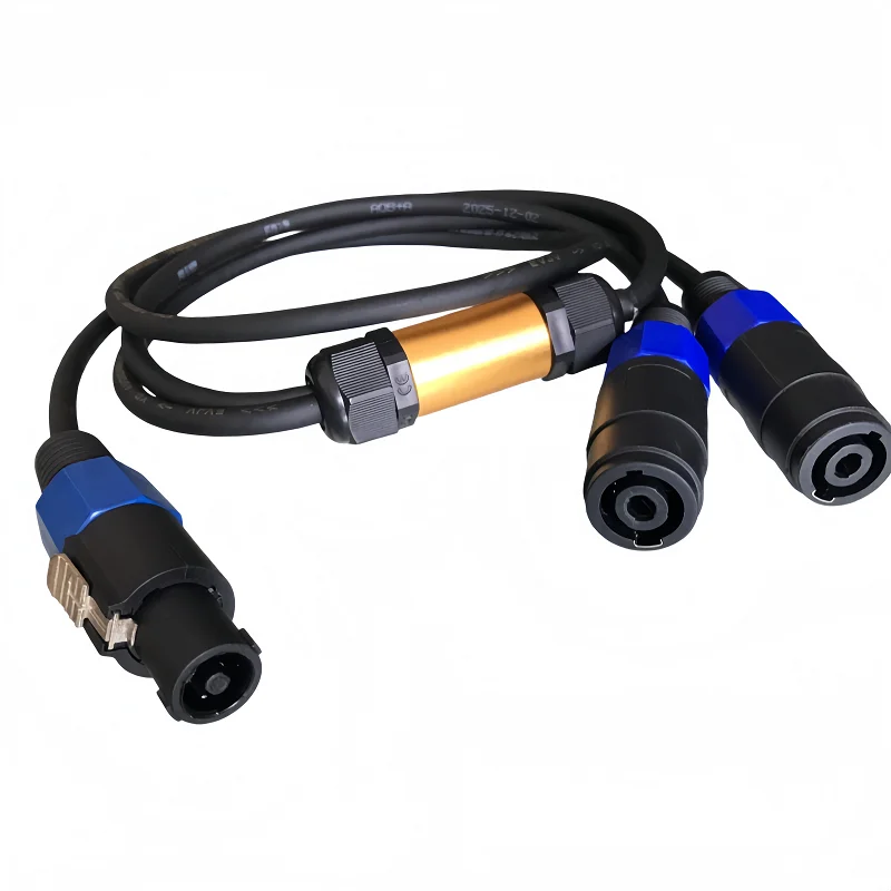 Cavo Splitter per Altoparlanti Speakon (Standard Europeo) Professionale da 1,5m, da Uno a Due, Accessorio Audio Dedicato per Spettacoli sul Palco, KTV e Ingegneria Audio, che Consente di Collegare un Amplificatore a Due Altoparlanti
