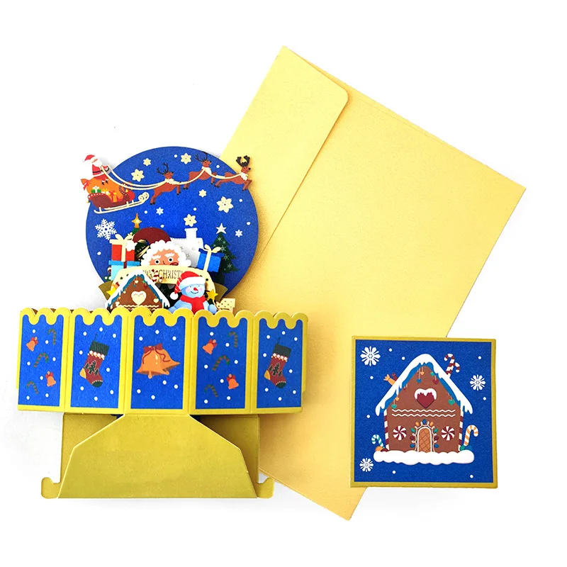 3D Pop Up Greeting Cards Merry Christmas Cards New Year Greeting Blessing Postcard Swan Mermaid Thank You Decor Gift