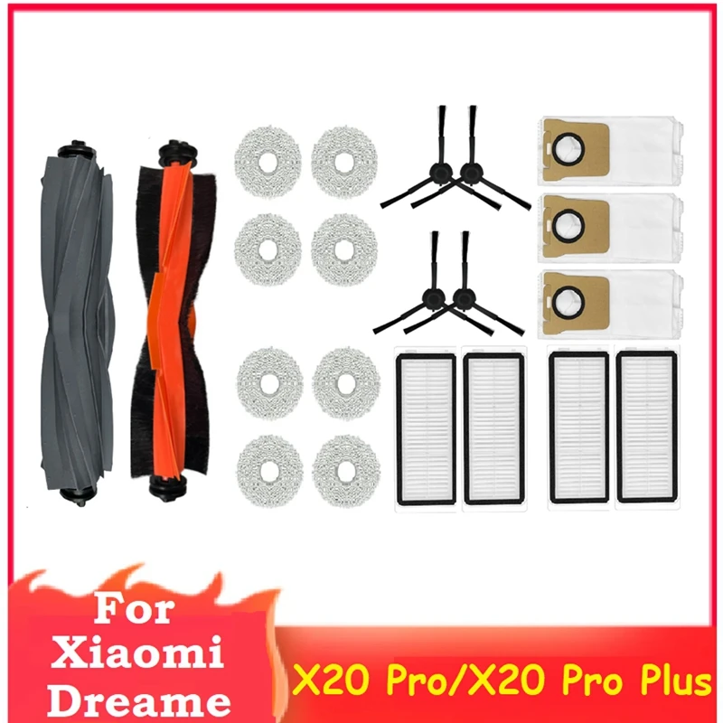 

1Set Replacement Parts Accessories For Dreame X20 Pro/X20 Pro Plus Robot Vacuum Cleaner Main Side Brush Hepa Filter Mop Dust Bag