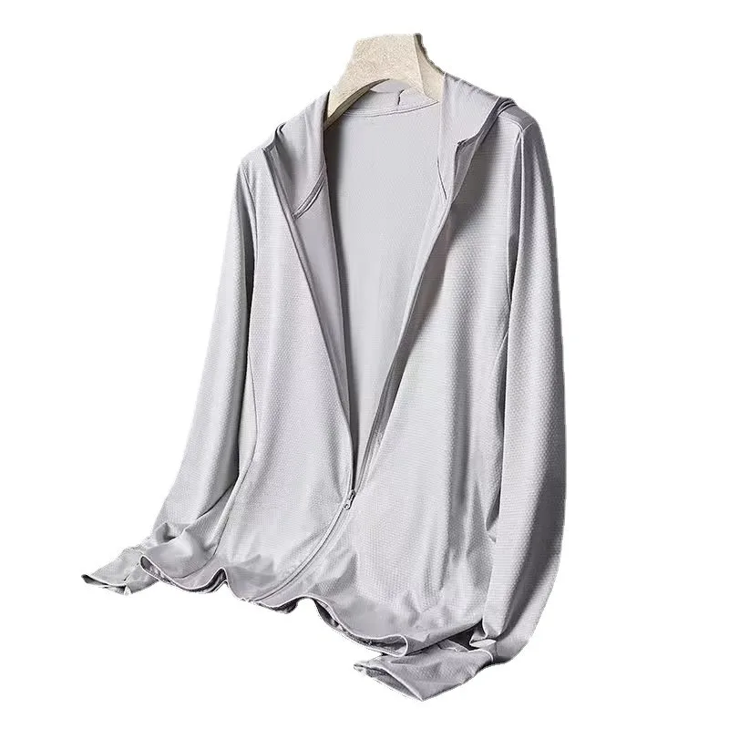 Sunscreen Clothing Men Mesh Ice Shreds Summer Skin Coats Motion Cardigan Hooded Breathable Outdoors Fishing Hooded Zipper Jacket