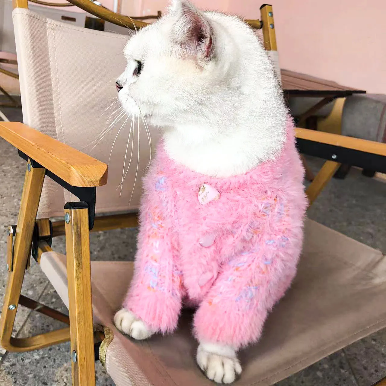 중소형견, 고양이에게 적합한 아름답고 컬러풀한 애완동물 따뜻한 가디건 스웨터 애완동물 방한복
