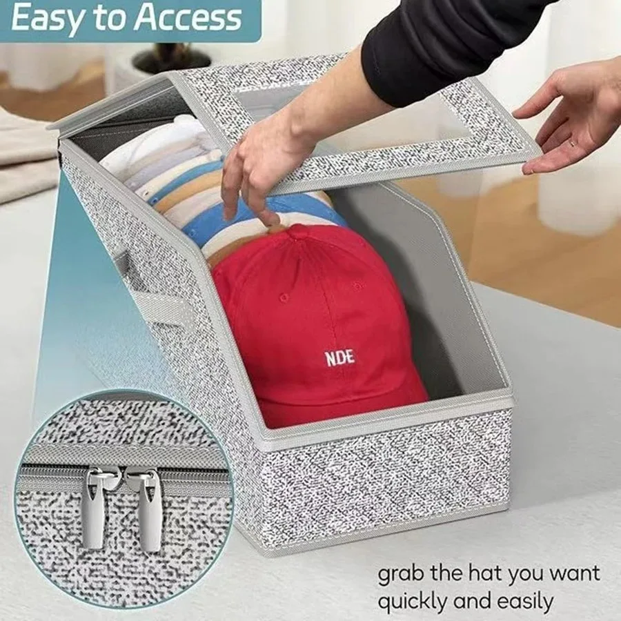 Foldable Zipper Baseball Cap Storage Box Non-woven Dustproof Storage Box Hat Storage Box Wardrobe Storage Boxes Storage