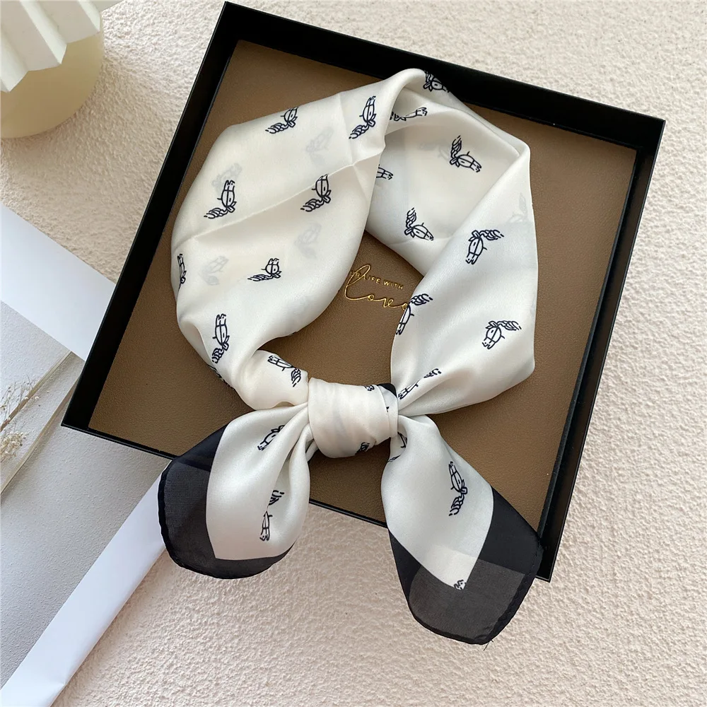 Fashion Women Silk Scarf Ribbons for Hair Elegant Narrow Long Scarf Bag Tie  Accessories Girls Bows Hairbands Hair Accessories