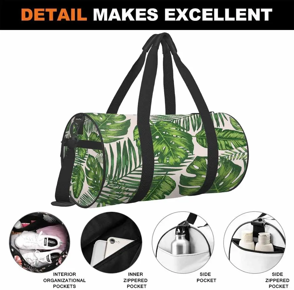 Palm Leaves Duffle Bag Tropical Green Palm Unisex Sports & Travel Bag Lightweight Weekender Overnight