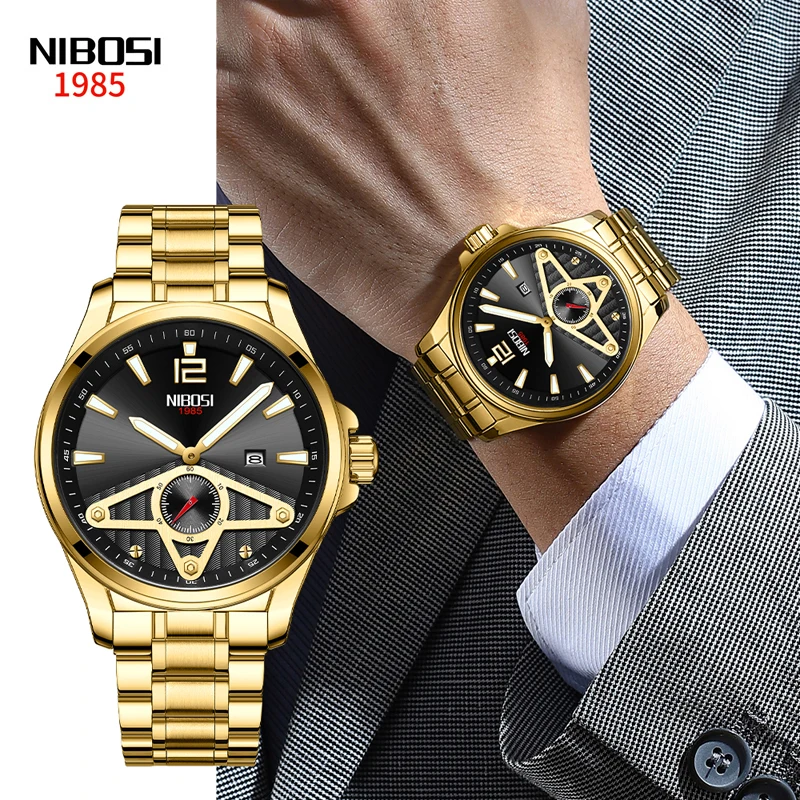 New Watches for Men Top Luxury Brand NIBOSI Small Seconds Design Quartz Men’s Watch Sport Waterproof Wrist Watches Date Relogio