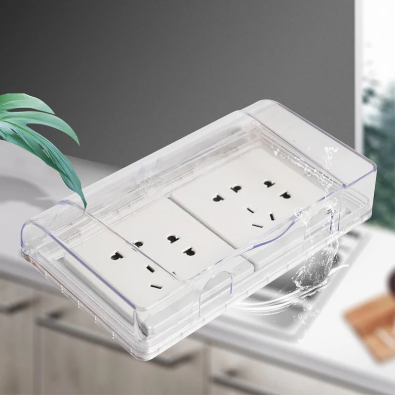 Electric Outlet Cover Box Waterproof Sticky Wall Socket Cover Double Position Thickened Babyproof Outlet Plug