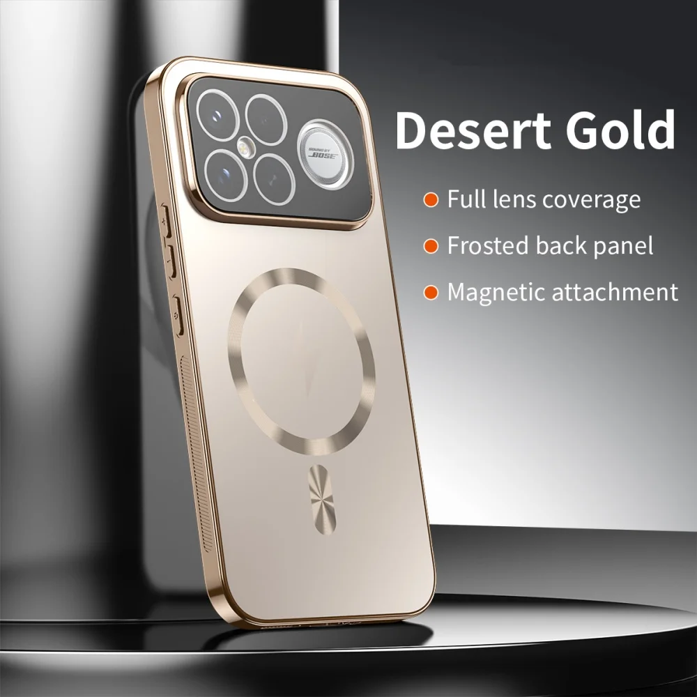 Luxury Plating Magnetic Phone Case with Glass Lens Protection