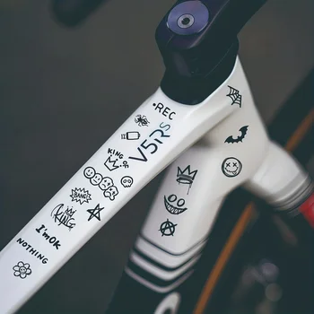 Set di 22 Adesivi per Telaio Bicicletta | Adatto per mountain bike, bici da strada, moto e auto con motivi animati, in PVC lucido