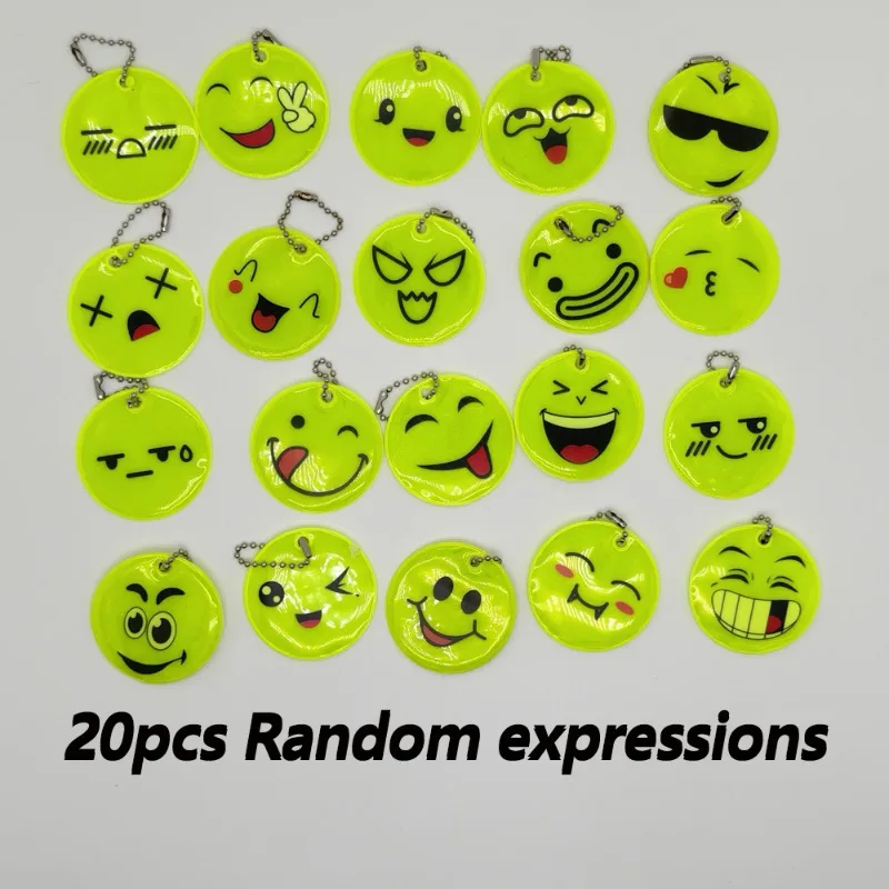 50PCS/30PCS/20PCS/10PCS Nachtlicht Reflektierende Schlüsselbund Mehrere Lächelndes Gesicht Ausdrücke doppelseitige PVC Hängen Zubehör – Detail 8