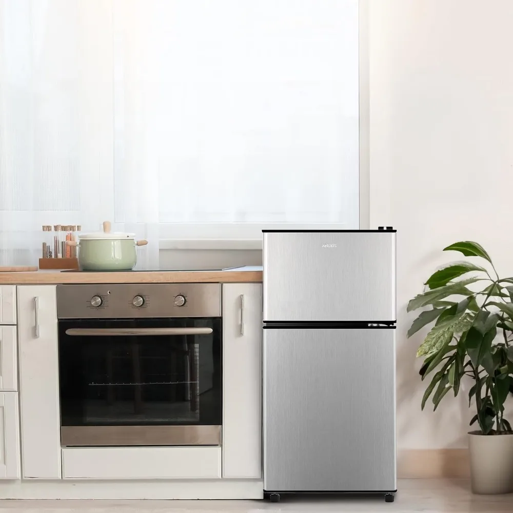 Compact Refrigerator 3.5 Cu Ft 2 Door Mini Fridge with Freezer for Apartment, Dorm, Office, Family, Basement, Garage