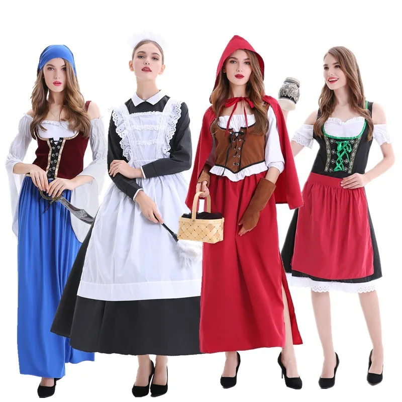 

S-XXXL New Fashion Oktoberfest Costume German Bavarian Heidi Fancy Dress Up Dirndl Lederhosen Beer Girl Maid Cosplay Costume