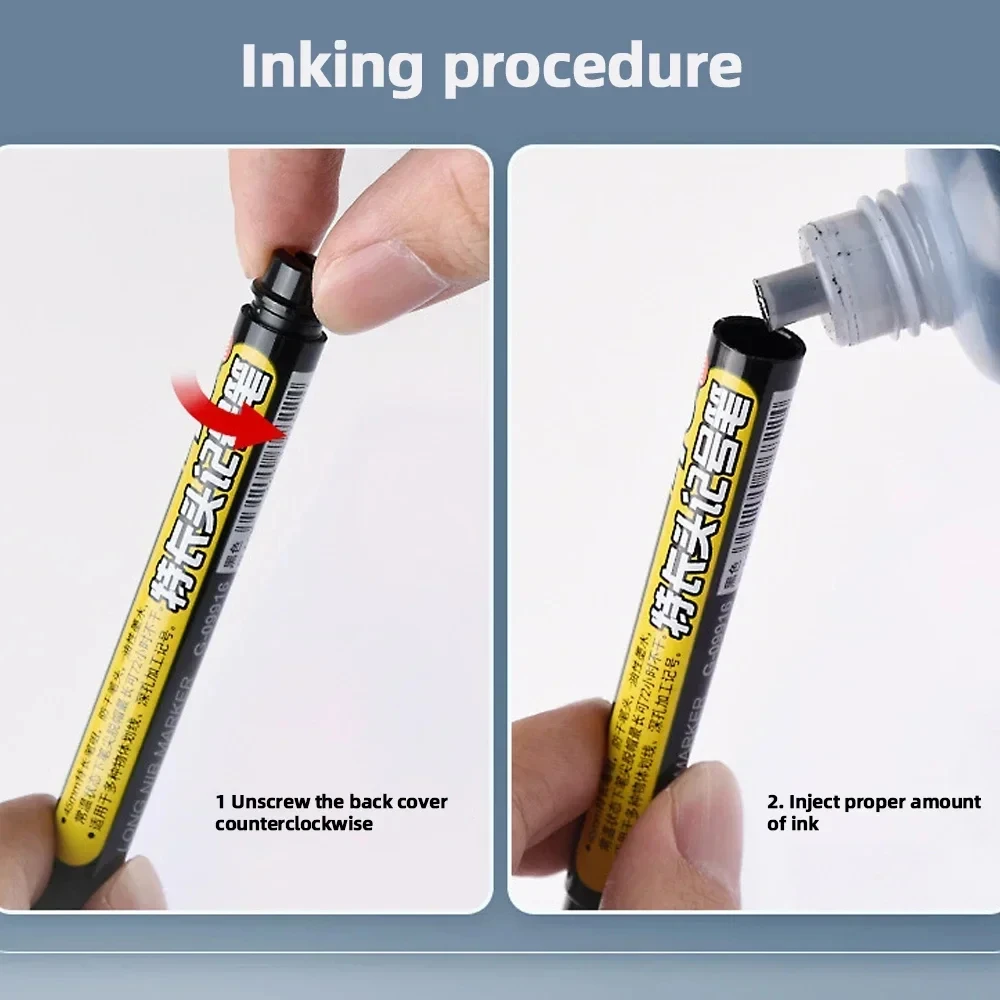 Deep Hole Marker Pens 45mm Long Nib Head Carpenter Pen Waterproof for Measuring Woodworking Hand Tools