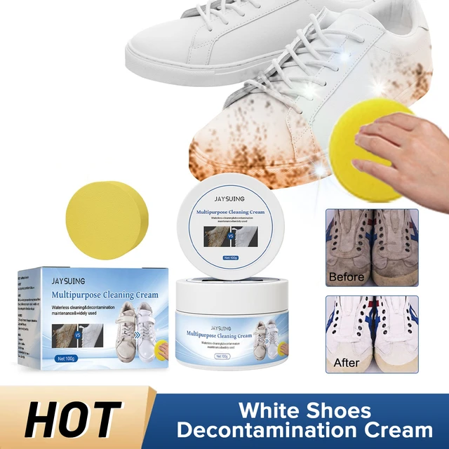 100g White Shoe Cleaning Cream Reusable White Shoe Cleaning Cream  Multi-functional Cleaner With Wipe For For Shoes Clothes Sofa - AliExpress