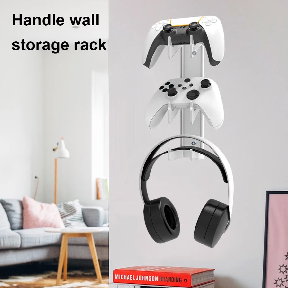 Transparent Game Controller Holder Universal Wall Mounted Headset Holder Storage Rack for PS5/PS4/Xbox/Switch Gaming Handle