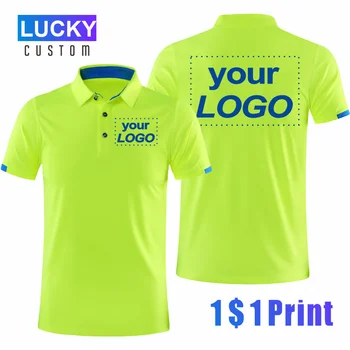 Polo sportiva ad asciugatura rapida stampata personalizzata logo del marchio aziendale polo casual a maniche corte con stampa ricamata T-shirt 4XL