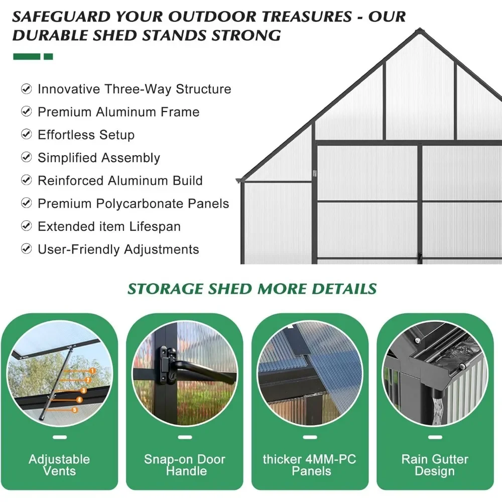 10x10x16 FT Polycarbonate Greenhouse with EZ Connectors & Ventilation 5