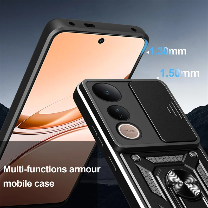 Enhanced Armor Case with Lens Protection and Magnetic Ring Holder