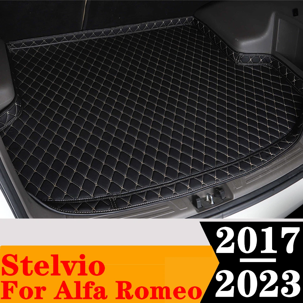 

Sinjayer Car Trunk Mat ALL Weather AUTO Tail Boot Luggage Pad Carpet High Side Cargo Liner Fit For Alfa Romeo Stelvio 2017-2023