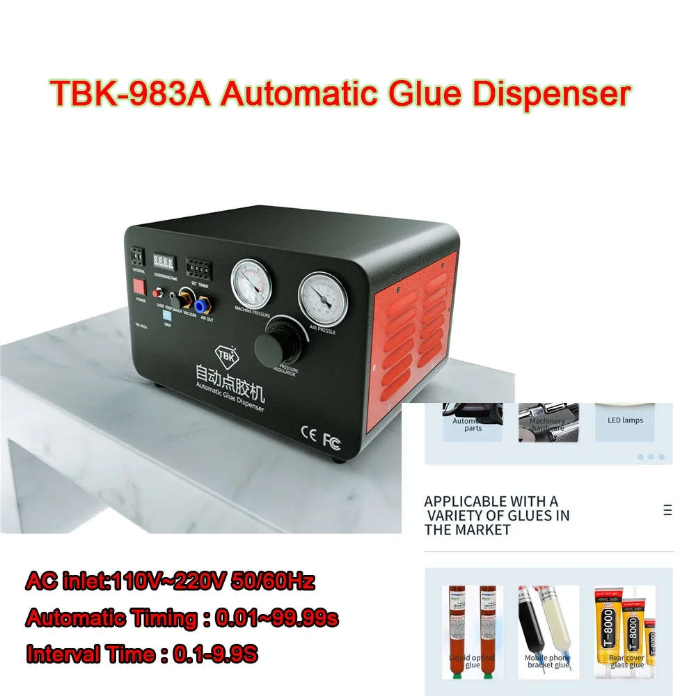 

Automatic Glue Dispenser TBK-983A Built-In Ultra Silent Air Compressor with Precise Dispensing Control Dispenser Tools Machine