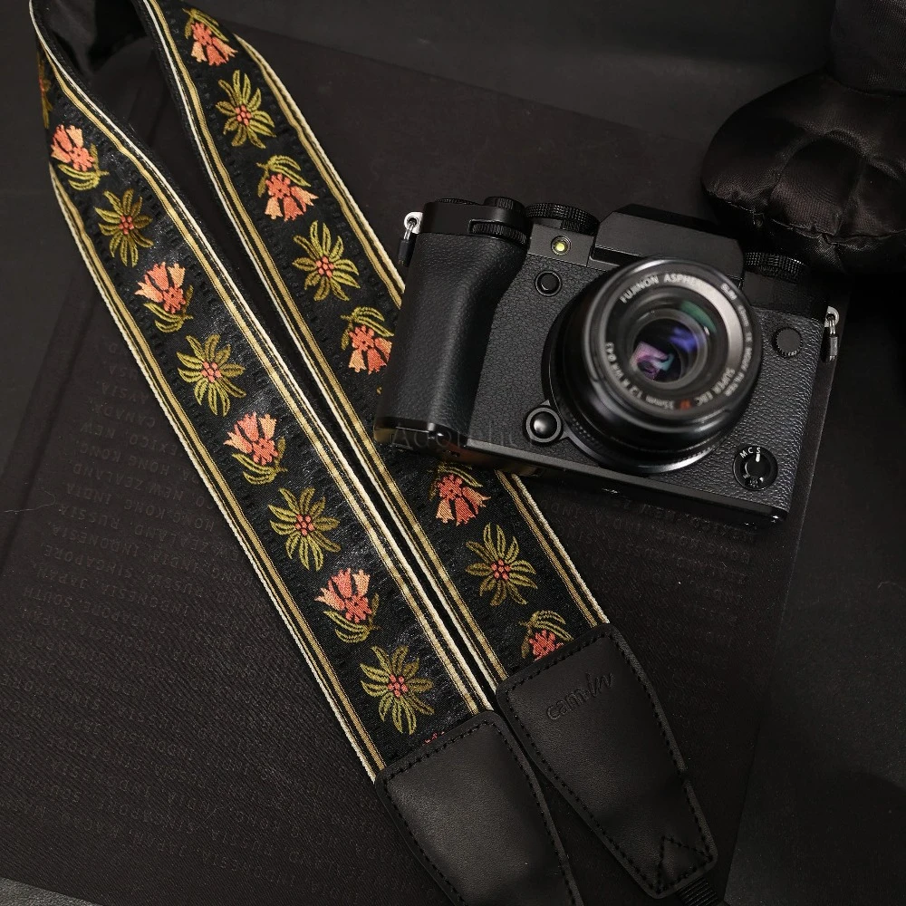 조정 가능한 카메라 스트랩 DSLR 카메라 마이크로 단일 사진 어깨 스트랩 용 자수 스타일 스트랩