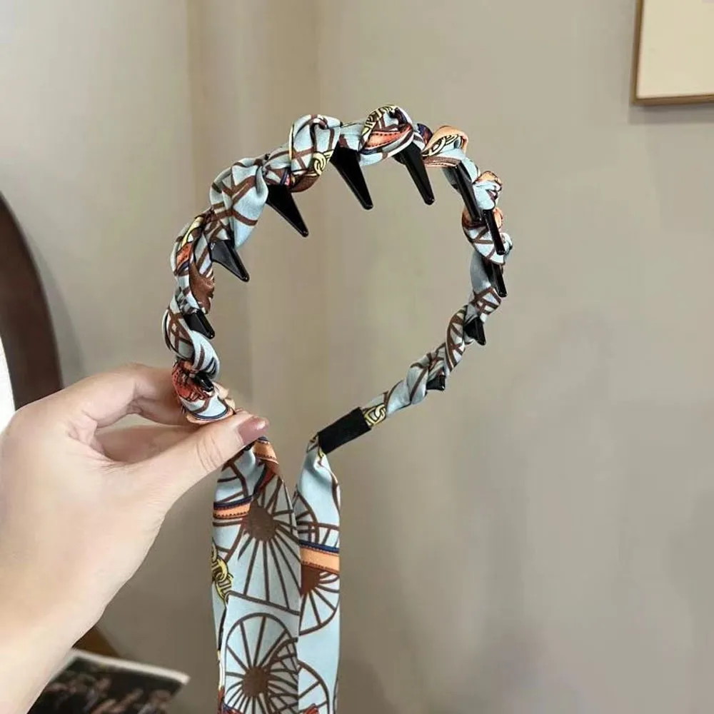 Vintage-Druckkette, langes Band, Haarband, französischer Perlen-Streamer, gebundenes Haar, integriertes Premium-Mode-Haar, geflochtenes Haar-Accessoire – Detail 5
