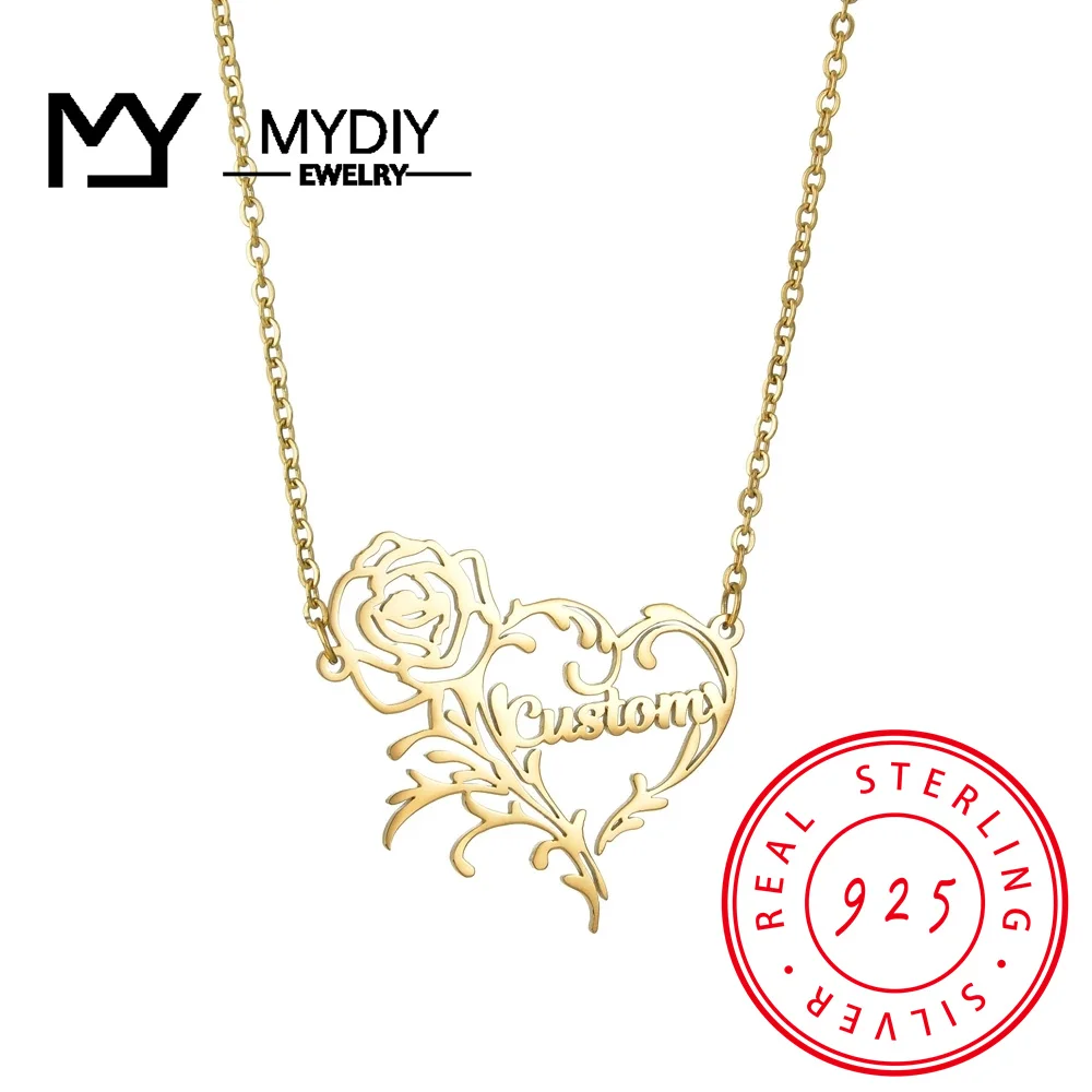 

Ожерелье из серебра 925 пробы с подвеской в виде цветка или розы