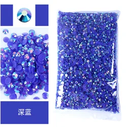Vibrant Jelly Color Transparent Resin Rhinestones for Nail Art & Garment Decoration, Bulk Wholesale (Sapphire AB)