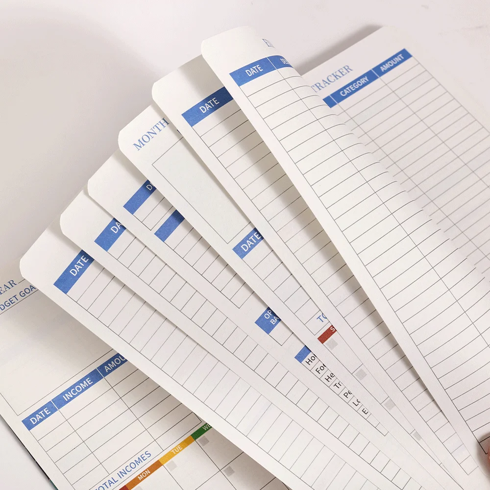 Retro Flower Undated Budget Planner - 50 Sheets Monthly Finance Book with Cardboard Cover