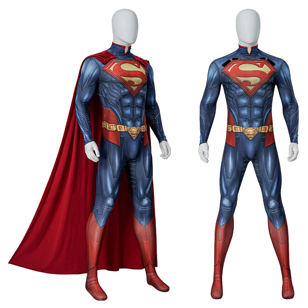 

Adult Superhero Halloween Zentai Superhero Injustice God Among us Cosplay Costume Jumpsuit with Cloak