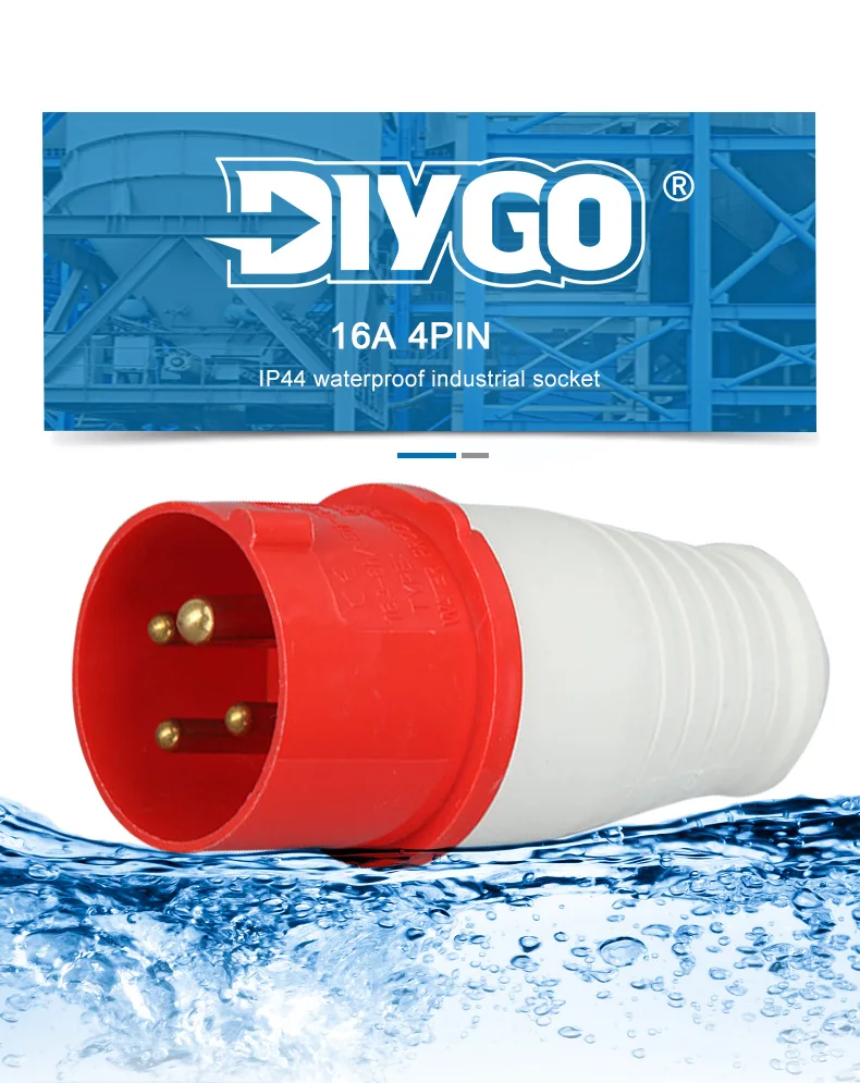 DIY GO IP44 Industriestecker und Steckdosen, wasserdichter Kabeldraht-Stecker, elektrische Stromklimaanlage, männlich, weiblich, 16 A, 380 V–415 V – Detail 1