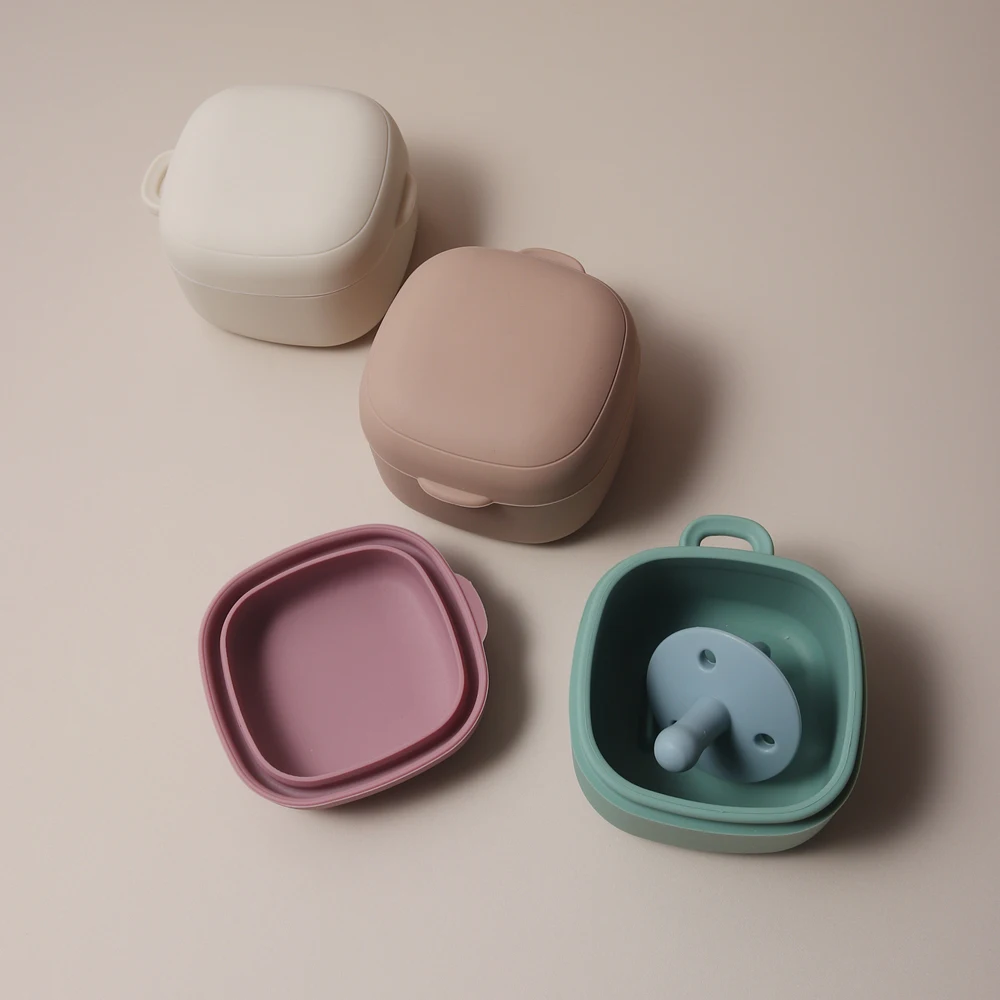Baby Pacifier Case food storage box Silicone Nipple Cover for infant pacifier holder plastic pacifier box