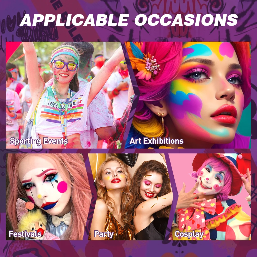 QIBEST Colorful Body Paint Stick Washable Long-Lasting Makeup Athletes Eye Face Painting Stick Pen Cosmetic For Cosplay Women 6