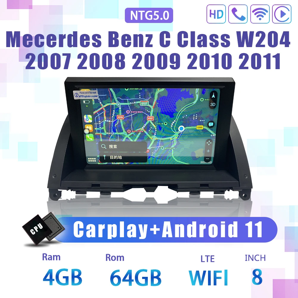 RADIO NAVEGADOR 9 Para Mercedes Benz Clase C W204, 2007-2010 GPS ANDROID  10.0 – Mister Radio GPS