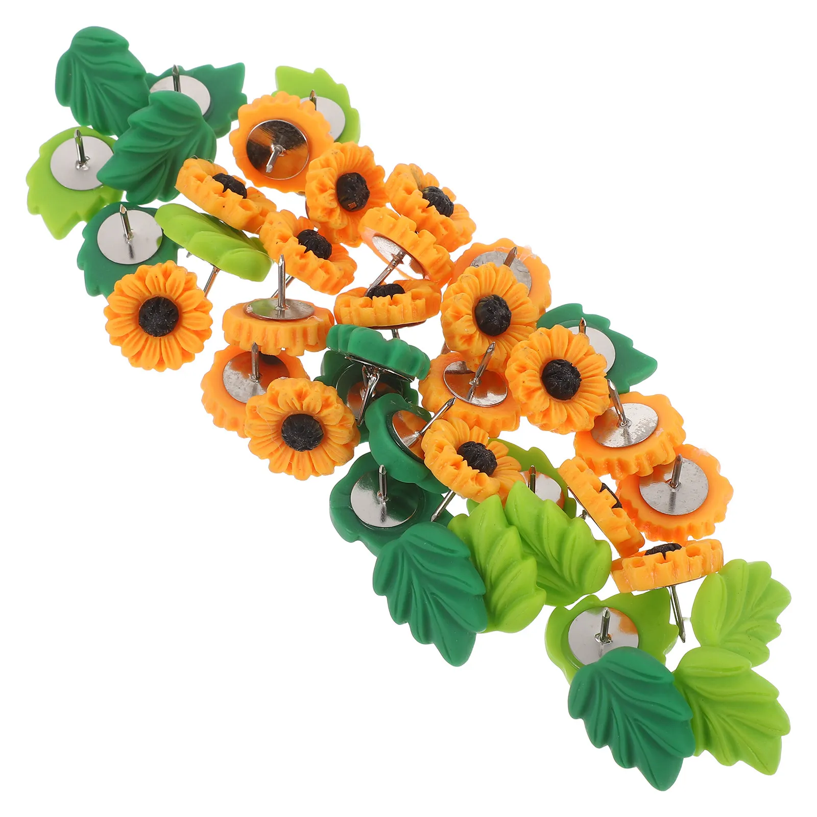 40Pcs 해바라기 잎 푸시 핀 꽃 압정 수지 장식 게시판 코르크 보드 사무실 메시지 사진 포스터