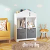 Kids Dollhouse Bookcase with Storage, 2-Tier Storage Display Organizer, Toddler Bookshelf with 2 Collapsible Fabric Drawers 1