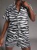 Summer Men's Short Sleeve Shirt And Beach Shorts Set Outdoor Street Men's Fashion Shorts Leopard Print Men's Short Sleeve Shirt 3