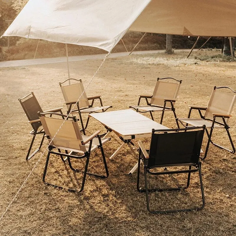 2pcs/1pcs Portable Camping Chair Outdoor Folding Chair Aluminum Alloy Wood Grain Folding Chair Camping Equipment Comite Chair 5