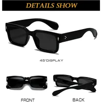 Square Chunky Sunglasses for Women & Men, Trendy Rectangle Shades with UV400 Protection (Black) 5