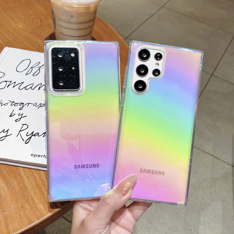 

Luxury Gradient Laser Rainbow Clear Phone Case For Samsung S22 Plus S21 Ultra S21Plus S20 FE Note10 Note 20 Ultra TPU Back Cover