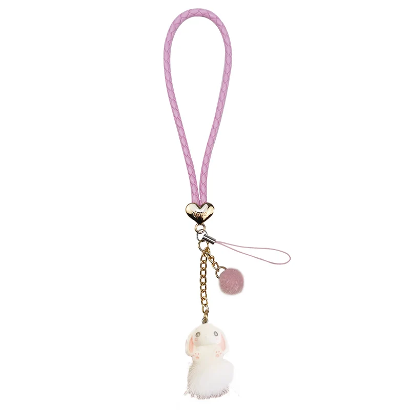 Phone Universal Chain Anti Loss Sling Lanyard Wrist Strap Short Cartoon Cute Rabbit Doll Pendant Hand Woven Mobile Phone Lanyard