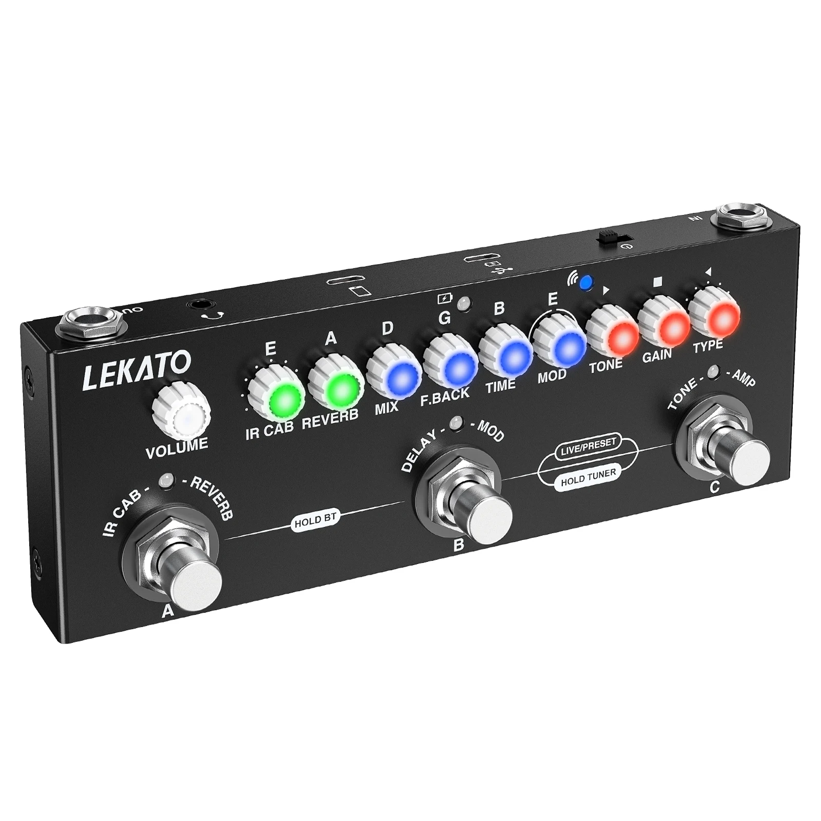 LEKATO Multi Effects Pedal Chorus Tremolo Delay For Electric Guitar Parts Cube Baby 8 IR Cabinets Simulation Phaser Effect |
