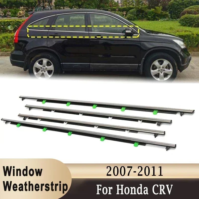 Car Window Weatherstrips For Honda CRV CR-V 2007-2011 Rubber Chrome Door Moulding Trim Belt Outer Window Glass Sealing Belts 1