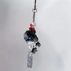 Charming Floral Glass Bead Keychain with Berry Accents in Green, Pink, and Red (Black new)