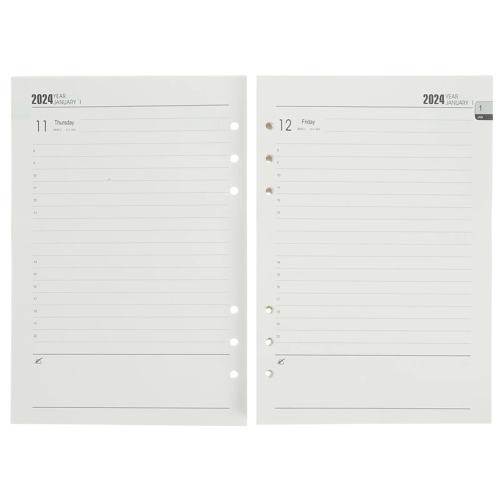 

The Notebook 2024 English Agenda inside Page A5 Loose-leaf Planner Convenient Academic Blank Journal White Daily Travel
