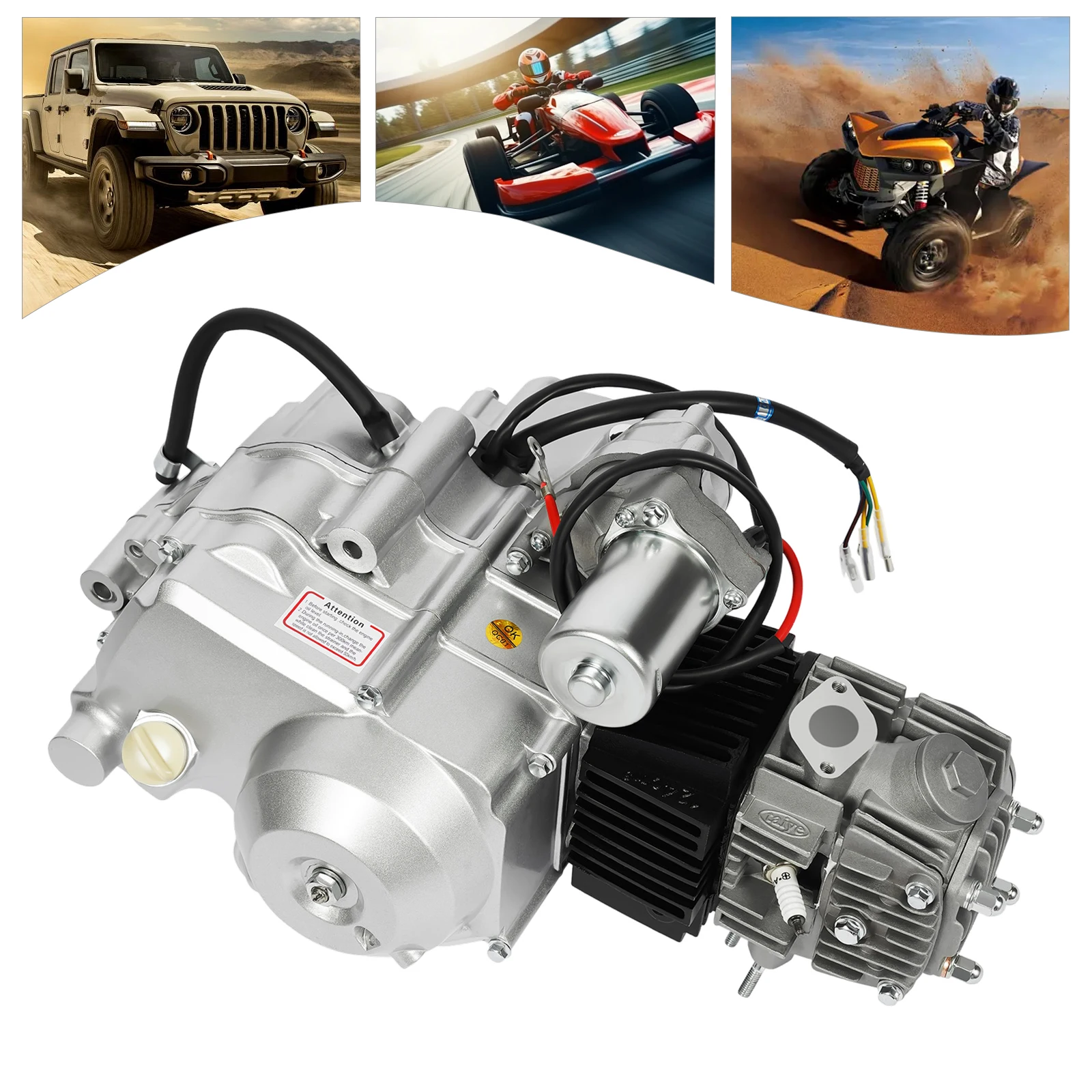 5.5KW Parallel 4-Stroke Single-Cylinder Engine for ATVs, 125cc 4 Stroke Engine Motor Kit Electric Start 125CC Engine