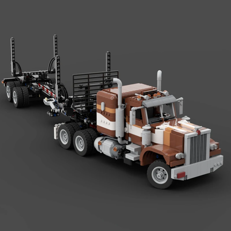 

Новый инженерный прицеп MOC 1:21, полугрузовик, трейлер для лесозаготовки, креативные идеи «сделай сам», детская игрушка, подарочные блоки