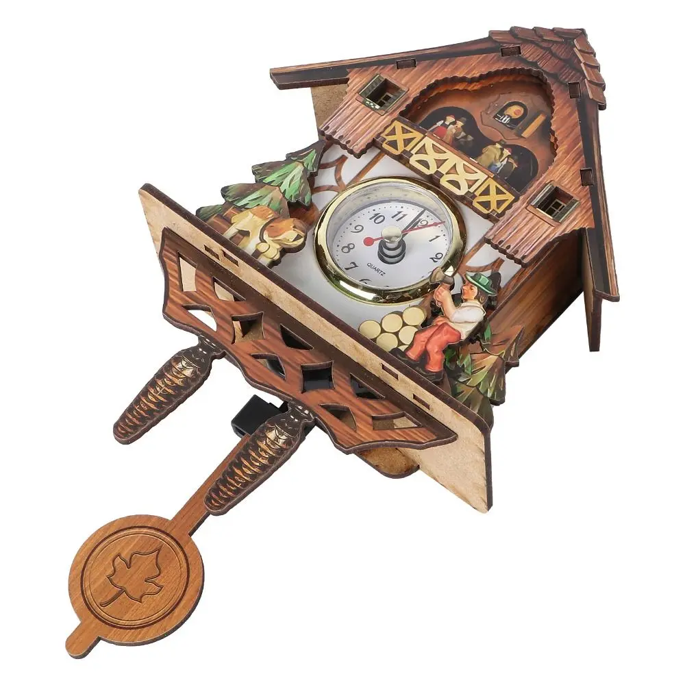 Clock Wall Wooden Wood Pendulum Vintage Clocks Cuckoo Kids Bird Hanging Retro 3D Chiming Decor Forest Silent Decorative Room