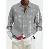 Christmas Shirts For Men Fashion Loose Lapel Button-Down Shirt 3d Santa Claus Graphic Long Sleeve Print T-Shirts Oversized Tops 5