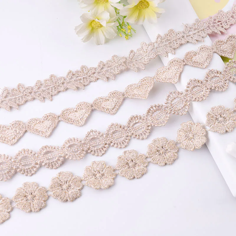 2 Yards New Gold Line Thread Embroidery Dress Accessories Clothing lace DIY Evening Dresses Africa Lace Fabric High Quality 2022