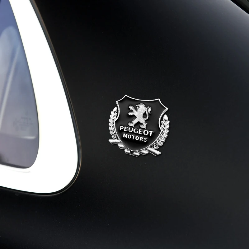 2pc 3D Metal Car Emblems Badge Stickers Decoration Decal For Peugeot 3008 208 407 406 4008 206 5008 308 307 301
